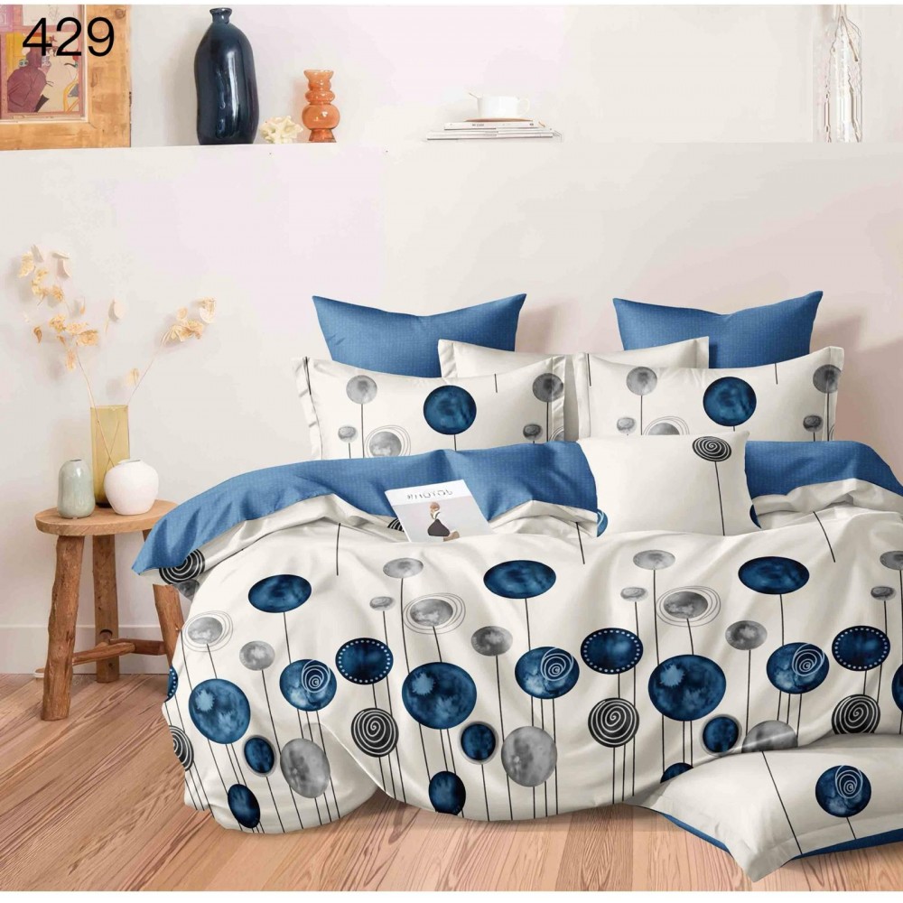 Lenjerie de pat dublu Bumbac FINET, pentru 2 persoane, 6 piese, Cearceaf de pat  230 x 250cm, CF122 Lenjerii din finet 6 piese