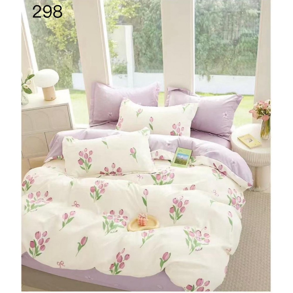 Lenjerie de pat dublu Bumbac FINET, pentru 2 persoane, 6 piese, Cearceaf de pat  230 x 250cm, CF123 Lenjerii din finet 6 piese