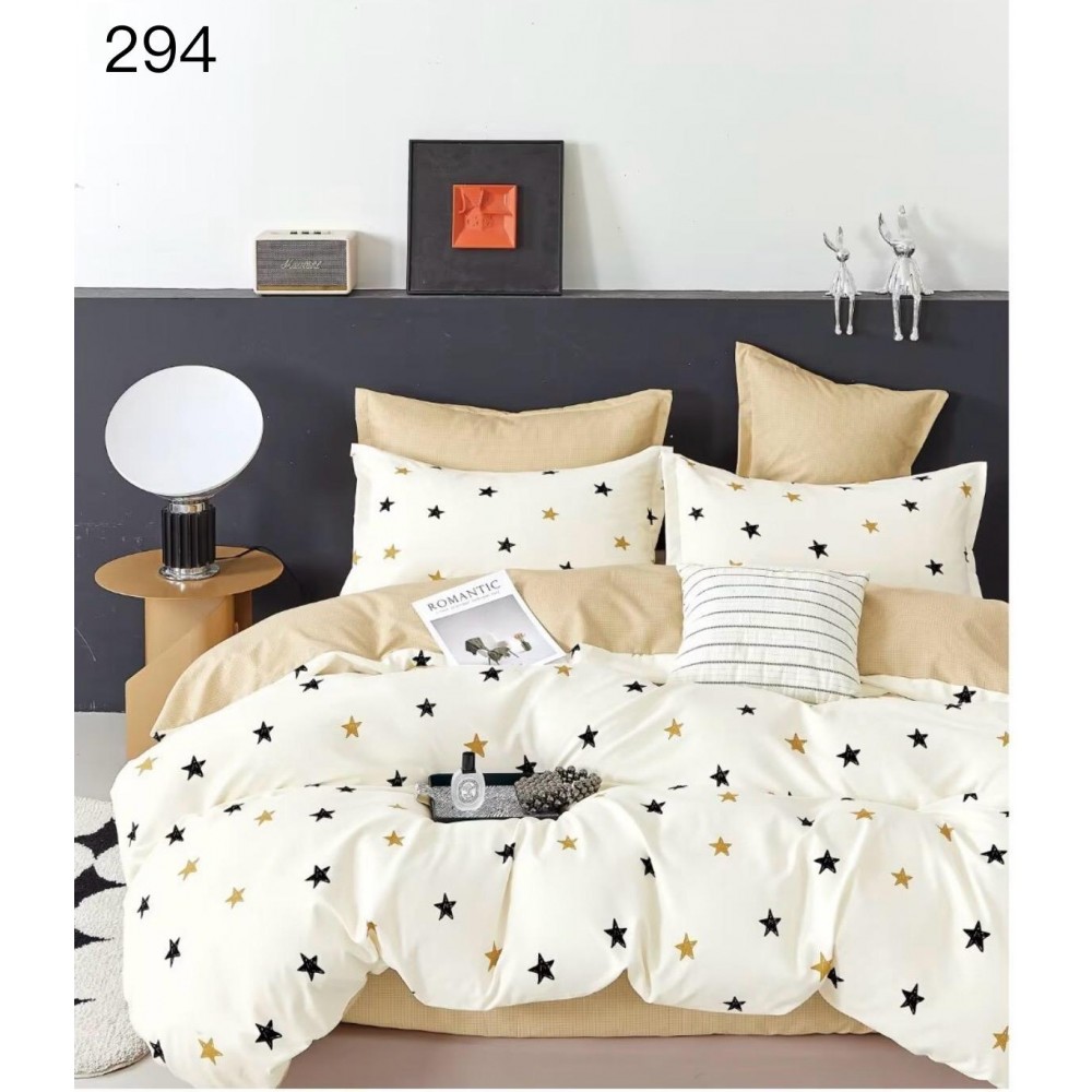 Lenjerie de pat dublu Bumbac FINET, pentru 2 persoane, 6 piese, Cearceaf de pat  230 x 250cm, CF124 Lenjerii din finet 6 piese