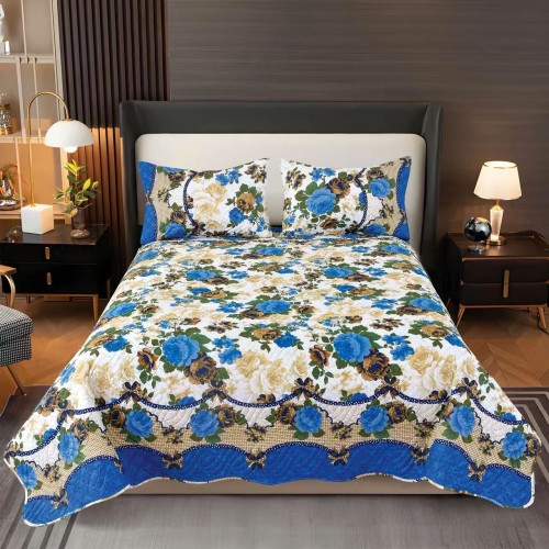 Cuvertura pentru pat dublu 3 piese din Bumbac Satinat 220x240 cm si 2 feţe de pernă, CVT-40