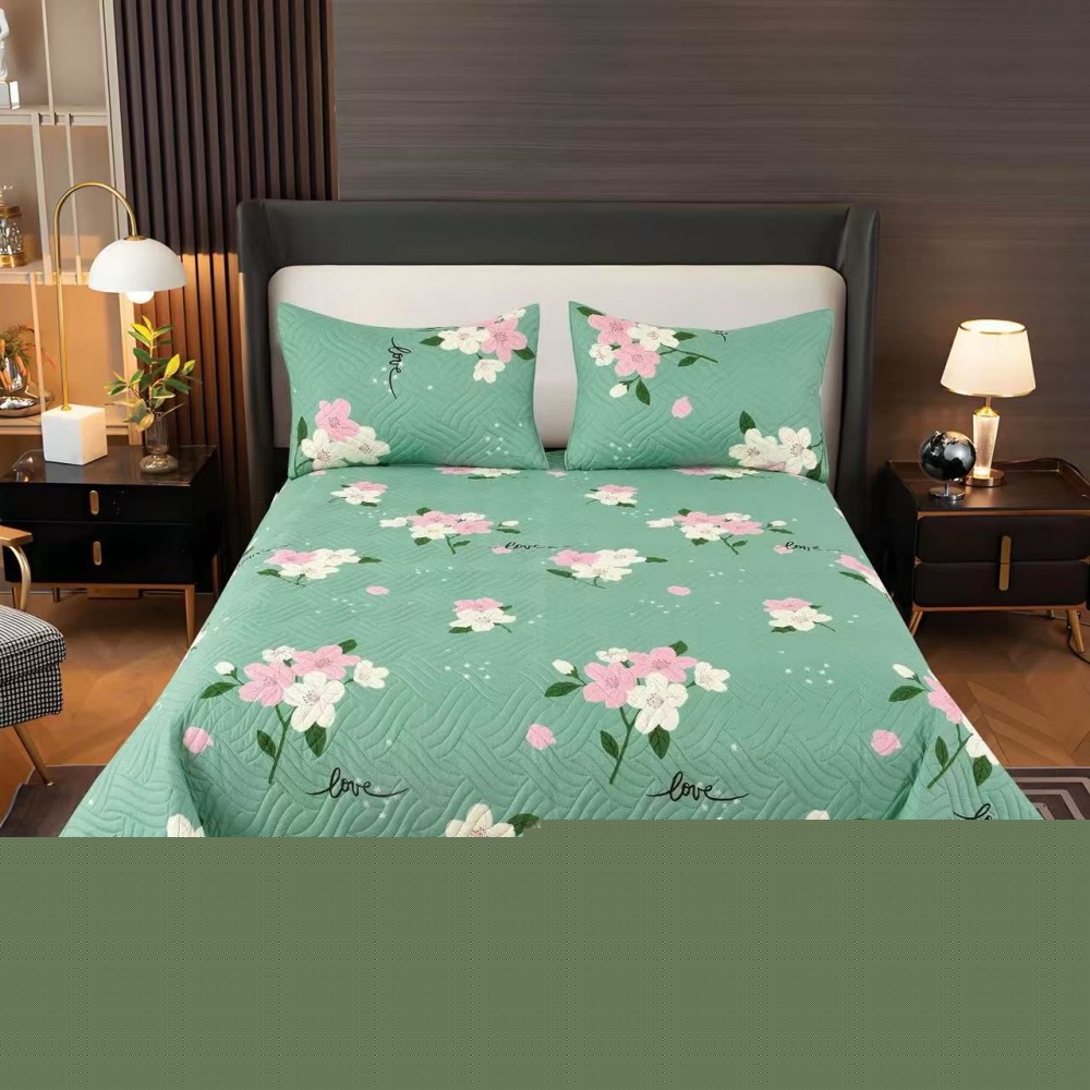 Cuvertura pentru pat dublu 3 piese din Bumbac Satinat 220x240 cm si 2 feţe de pernă, CVT-43 CUVERTURI