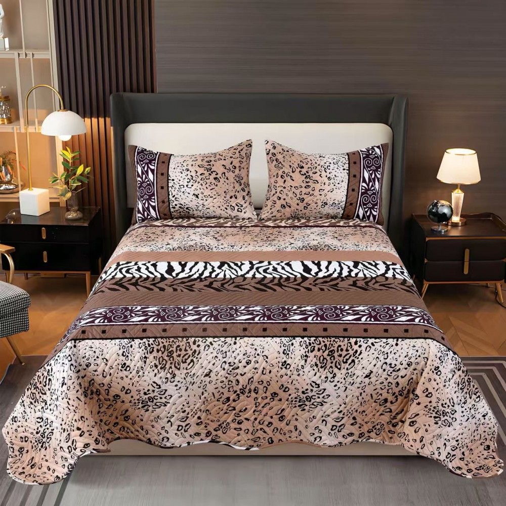 Cuvertura pentru pat dublu 3 piese din Bumbac Satinat 220x240 cm si 2 feţe de pernă, CVT-45 CUVERTURI