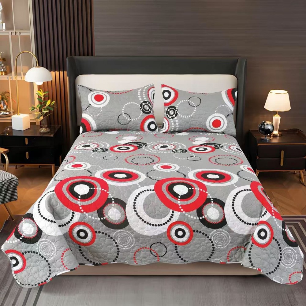 Cuvertura pentru pat dublu 3 piese din Bumbac Satinat 220x240 cm si 2 feţe de pernă, CVT-48 CUVERTURI
