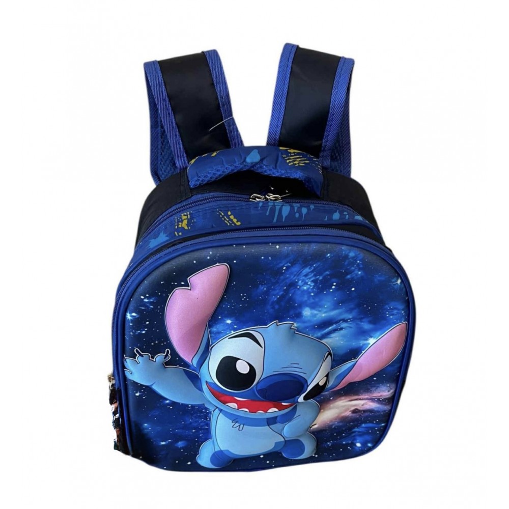 Ghiozdan scoala, gradinita Stitch 3D Relief Ghiozdan baieti si fete albastru Disney 33x27x15 doua compartimente si buzunare GS1 Ghiozdane / Trolere