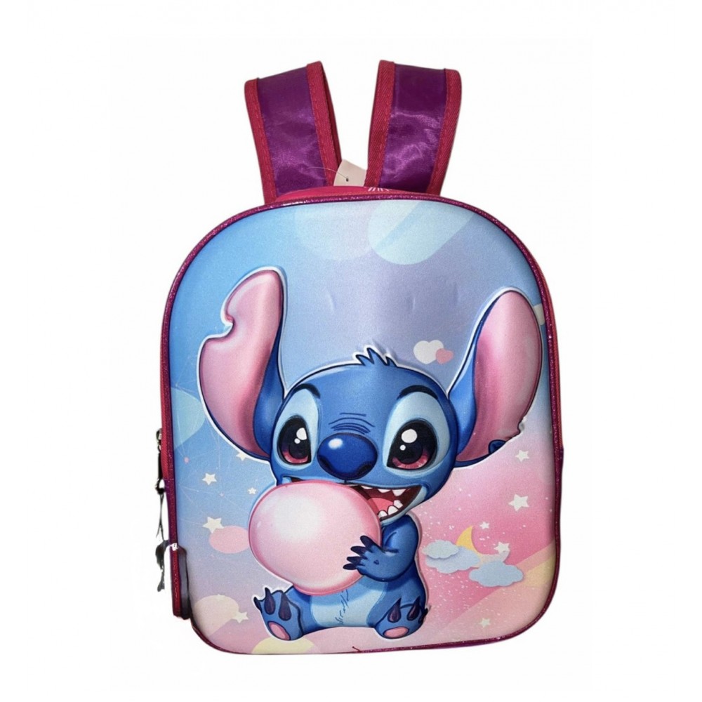 Ghiozdan Stitch Disney 3D in Relief Roz cu Mov Ghiozdan Gradinita, Scoala, Vacanta , 33x27x15 GS2 Ghiozdane / Trolere