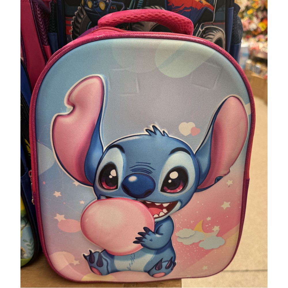 Ghiozdan Stitch Disney 3D in Relief Roz cu Mov Ghiozdan Gradinita, Scoala, Vacanta , 33x27x15 GS2 Ghiozdane / Trolere