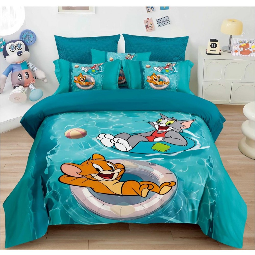 Lenjerie Bumbac tip Finet Premium , TOM AND JERRY SWIM , LS4 Lenjerii finet personaje copii