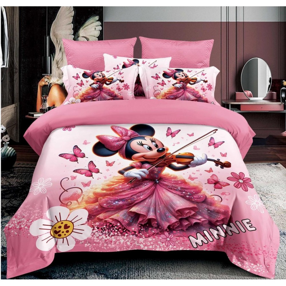 Lenjerie Bumbac tip Finet Premium ,MINNIE MOUSE PLAY THE VIOLIN , LS12 Lenjerii finet personaje copii Lenjerie Bumbac tip Finet Premium ,MINNIE MOUSE PLAY THE VIOLIN , LS12 Lenjerii finet personaje copii