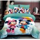 Lenjerie Bumbac tip Finet Premium ,MICKEY AND MINNIE IN THE RAIN  , LS15 Lenjerii finet personaje copii