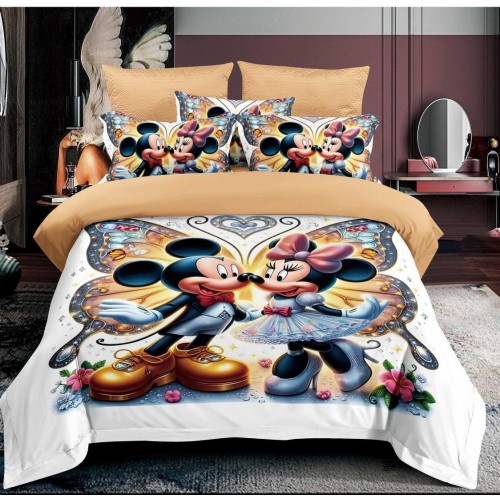 Lenjerie Bumbac tip Finet Premium ,MINNIE AND MICKEY BUTTERFLY  , LS20