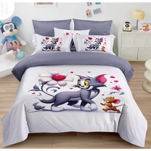 Lenjerie Bumbac tip Finet Premium ,TOM AND JERRY FLOWER  , LS21