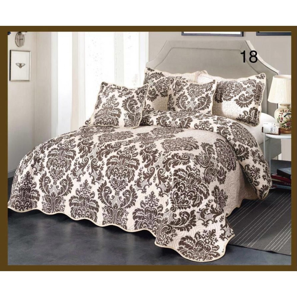 Cuvertură Pat Dublu, 5 Piese, Bumbac 100% , Imprimat –Calitate Premium, cu Imprimeu Durabil, 230x250 cm, CUVE10 Cuverturi din bumbac 5 piese