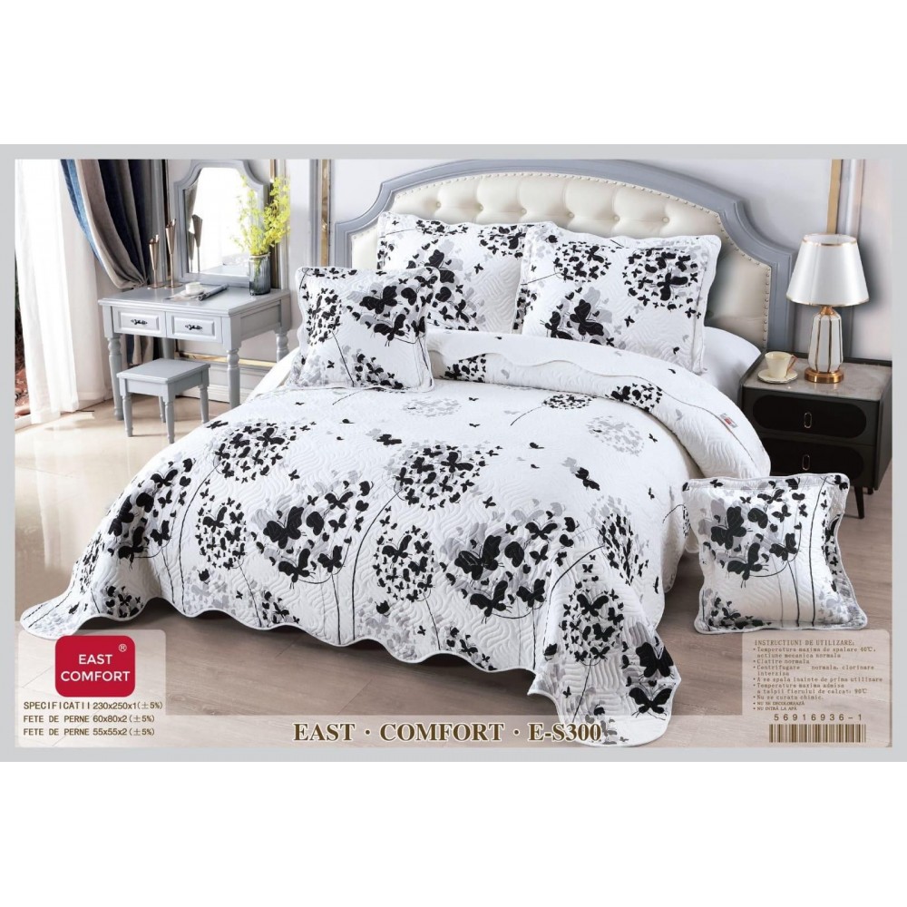 Cuvertură Pat Dublu, 5 Piese, Bumbac 100% , Imprimat –Calitate Premium, cu Imprimeu Durabil, 230x250 cm, CUVE14 Cuverturi din bumbac 5 piese