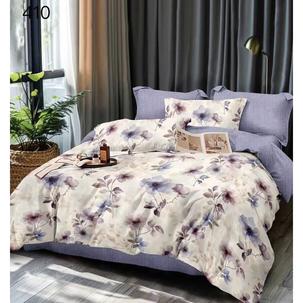 Lenjerie de pat dublu Bumbac FINET, pentru 2 persoane, 6 piese, Cearceaf de pat  230 x 250cm, CF127 Lenjerii din finet 6 piese