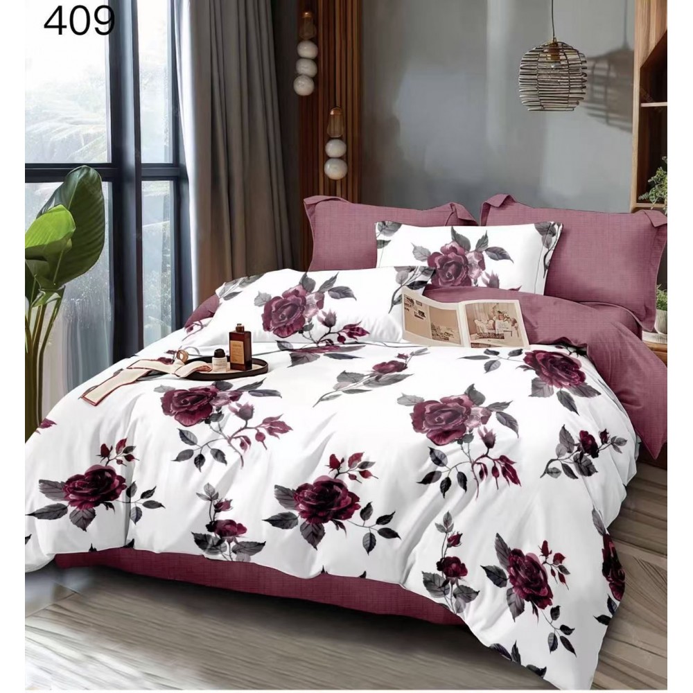 Lenjerie de pat dublu Bumbac FINET, pentru 2 persoane, 6 piese, Cearceaf de pat  230 x 250cm, CF129 Lenjerii din finet 6 piese