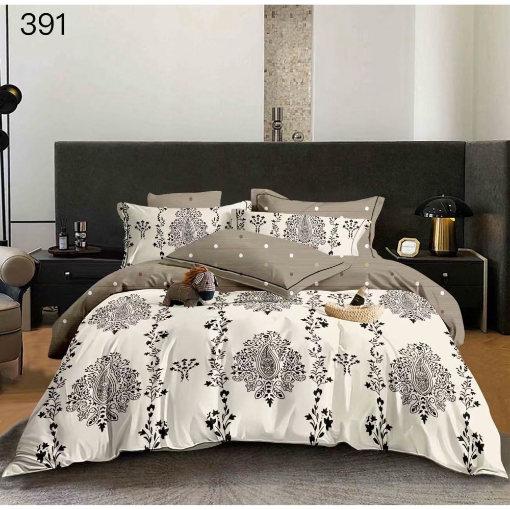 Lenjerie de pat dublu Bumbac FINET, pentru 2 persoane, 6 piese, Cearceaf de pat  230 x 250cm, CF132 Lenjerii din finet 6 piese