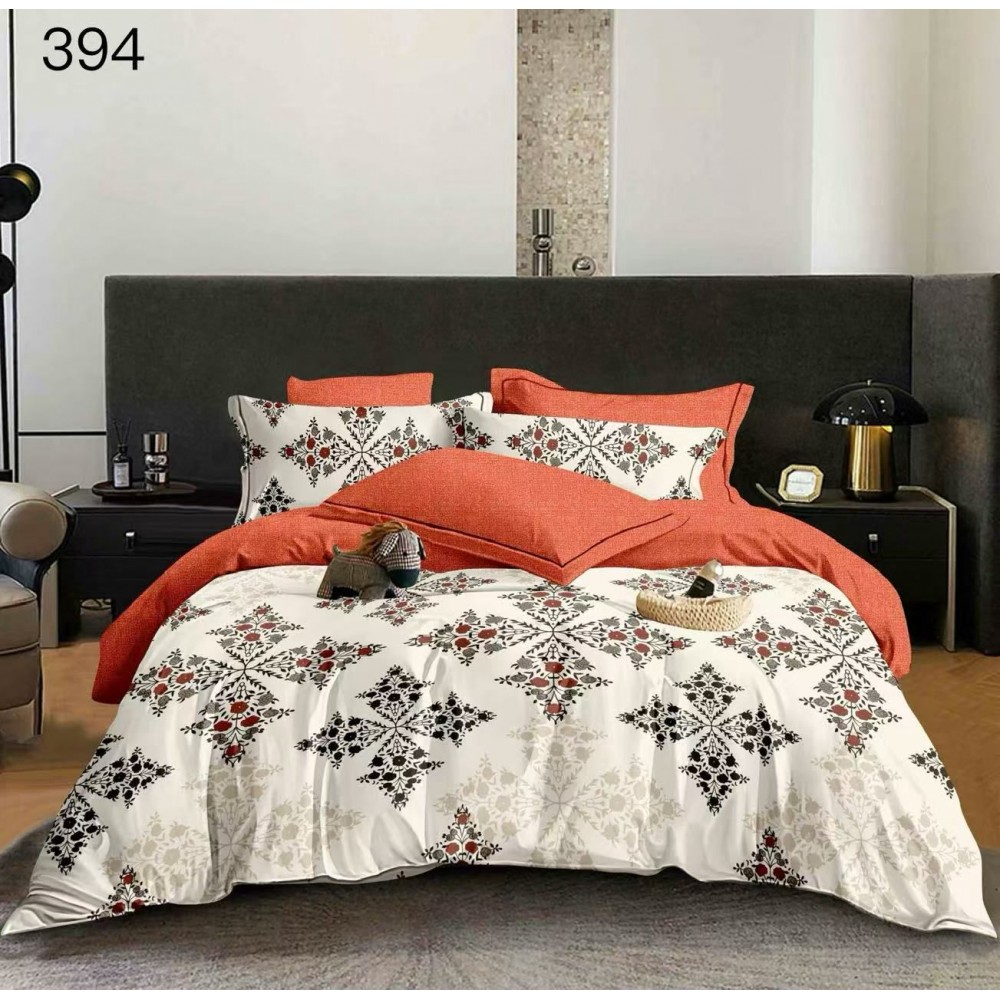 Lenjerie de pat dublu Bumbac FINET, pentru 2 persoane, 6 piese, Cearceaf de pat  230 x 250cm, CF133 Lenjerii din finet 6 piese