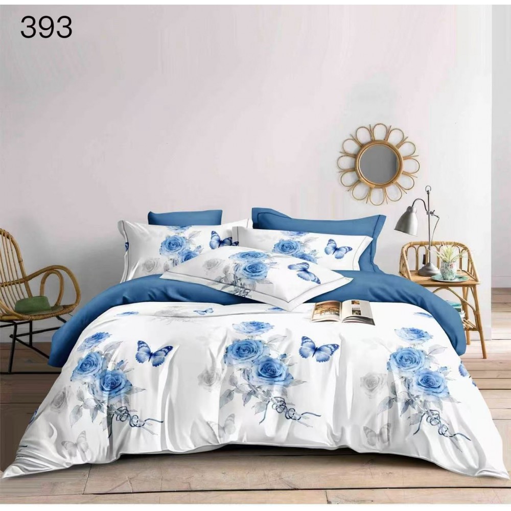 Lenjerie de pat dublu Bumbac FINET, pentru 2 persoane, 6 piese, Cearceaf de pat  230 x 250cm, CF134 Lenjerii din finet 6 piese