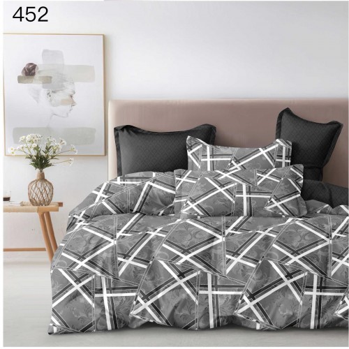 Lenjerie de pat dublu Bumbac FINET, pentru 2 persoane, 6 piese, Cearceaf de pat  230 x 250cm, CF139