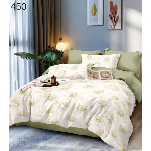 Lenjerie de pat dublu Bumbac FINET, pentru 2 persoane, 6 piese, Cearceaf de pat  230 x 250cm, CF140