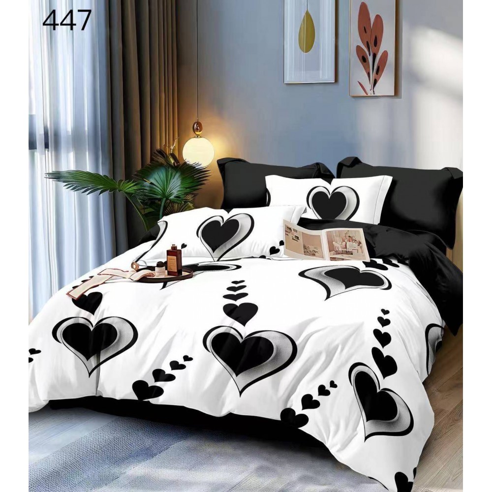 Lenjerie de pat dublu Bumbac FINET, pentru 2 persoane, 6 piese, Cearceaf de pat  230 x 250cm, CF141 Lenjerii din finet 6 piese