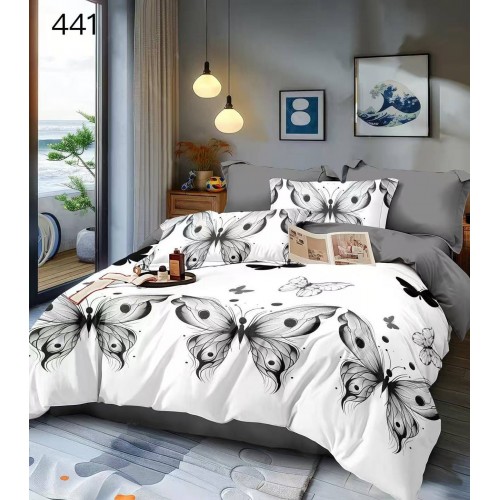 Lenjerie de pat dublu Bumbac FINET, pentru 2 persoane, 6 piese, Cearceaf de pat  230 x 250cm, CF144