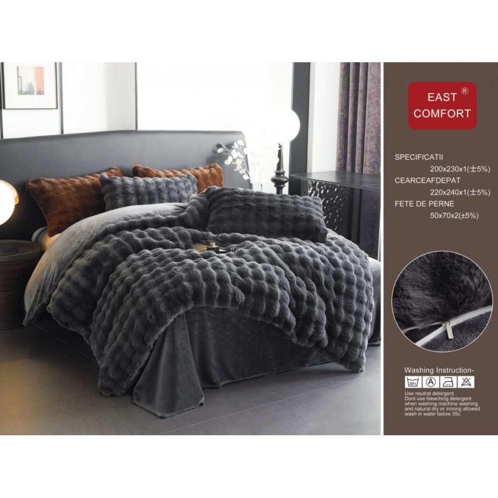 Lenjerie Cocolino pat dublu , 4 piese, BLANA ARTIFICIALA DE IEPURE ICF5 LENJERII COCOLINO BLANITA ARTIFICIALA IEPURE 4 PIESE