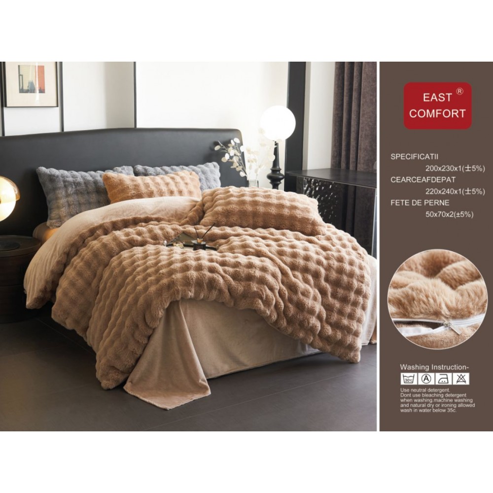 Lenjerie Cocolino pat dublu , 4 piese, BLANA ARTIFICIALA DE IEPURE ICF6 LENJERII COCOLINO BLANITA ARTIFICIALA IEPURE 4 PIESE