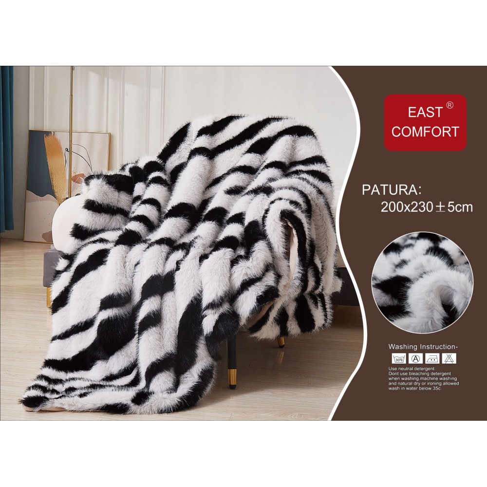 Pătură din imitație de nurcă ,200x230 , zebra ,PN2 Paturi din blanita de nurca
