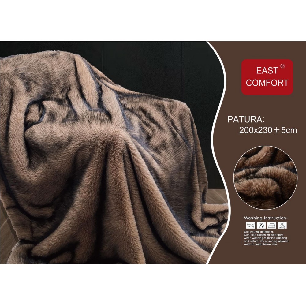 Pătură din imitație de nurcă ,200x230 , maro,PN3 Paturi din blanita de nurca