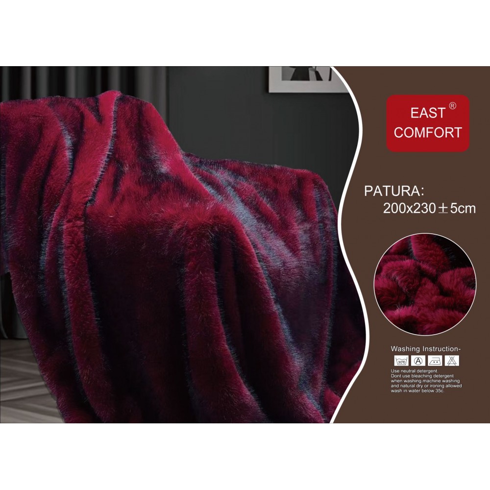 Pătură din imitație de nurcă ,200x230 , bordo,PN4 Paturi din blanita de nurca