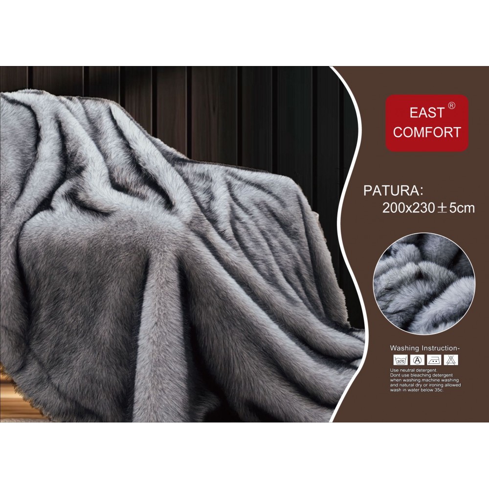 Pătură din imitație de nurcă ,200x230 , gri,PN5 Paturi din blanita de nurca