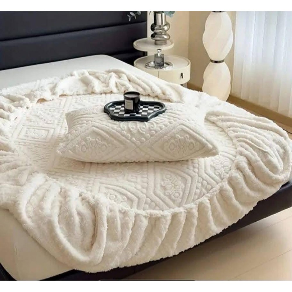 Husa de pat Cocolino si 2 fete de perna, Tricot,  Uni, 3 piese, 2 persoane, 180x200cm, HP-20 Huse de pat Cocolino tip tricotaj