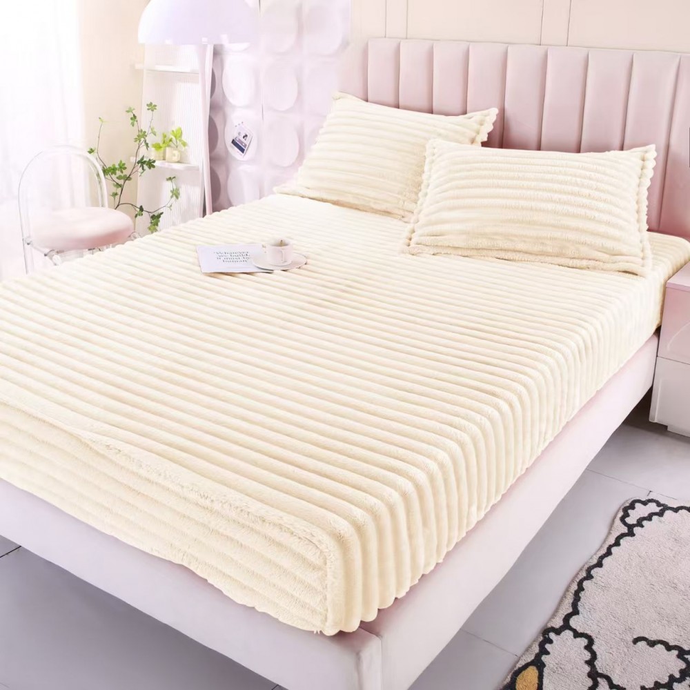 Husa de pat cu elastic COCOLINO DIN BLANA  ARTIFICIALA DE IEPURE + 2 fete de perna HCIS7 Huse cocolino
