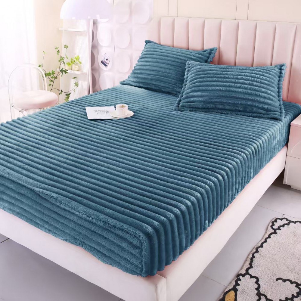 Husa de pat cu elastic COCOLINO DIN BLANA  ARTIFICIALA DE IEPURE + 2 fete de perna HCIS8 Huse cocolino
