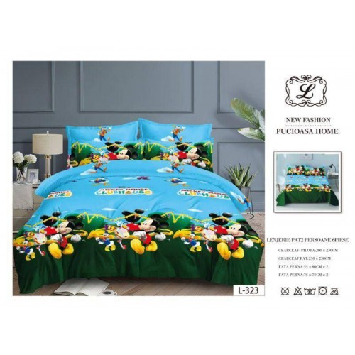 Lenjerie Bumbac tip Finet, 6 piese,Premium ,MICKEY MOUSE  L323