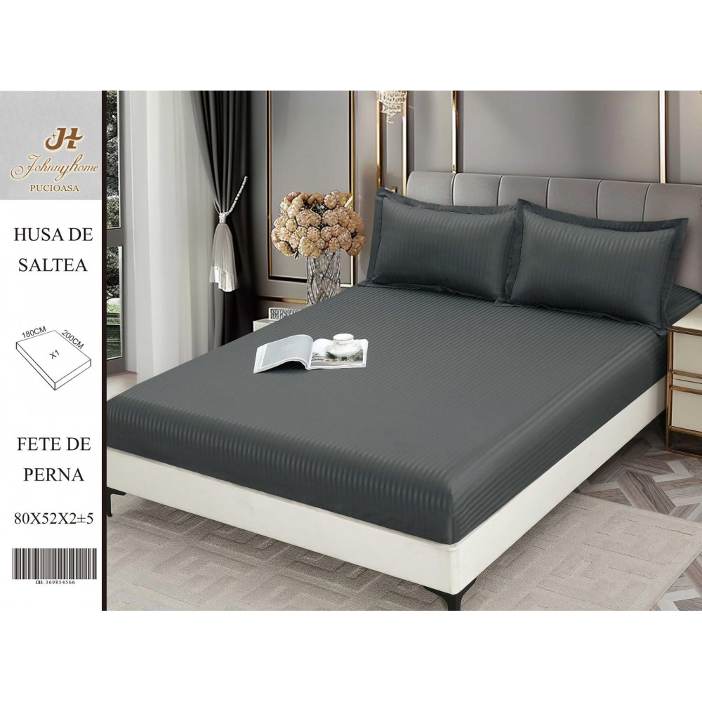 Husa de pat tip Damasc cu Elastic si 2 fete de perna, pat 2 persoane,180x200 cm+25cm, HSD3 HUSE FINET 180 X 200
