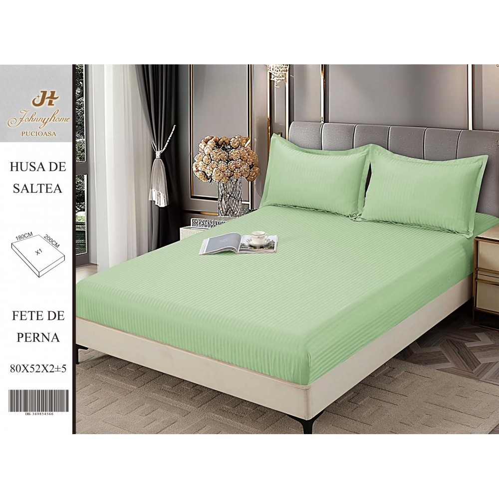 Husa de pat tip Damasc cu Elastic si 2 fete de perna, pat 2 persoane,180x200 cm+25cm, HSD4 HUSE FINET 180 X 200