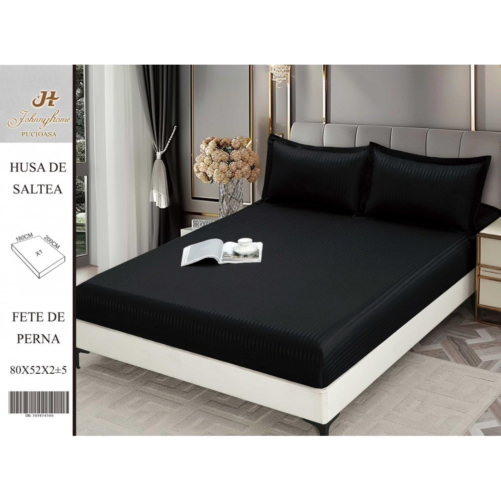 Husa de pat tip Damasc cu Elastic si 2 fete de perna, pat 2 persoane,180x200 cm+25cm, HSD7 HUSE FINET 180 X 200