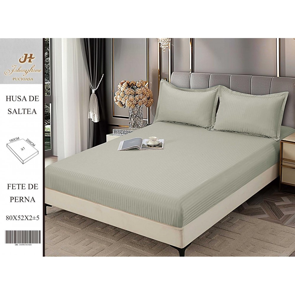 Husa de pat tip Damasc cu Elastic si 2 fete de perna, pat 2 persoane,180x200 cm+25cm, HSD9 HUSE FINET 180 X 200