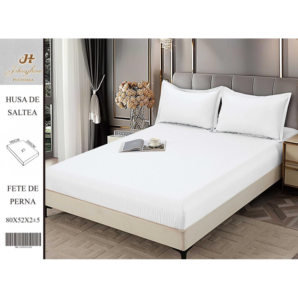 Husa de pat tip Damasc cu Elastic si 2 fete de perna, pat 2 persoane,180x200 cm+25cm, HSD11 HUSE FINET 180 X 200