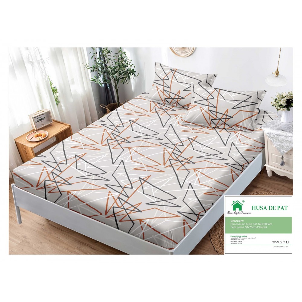 Husa Finet Elastic 140x200 + 2 Fete de perna 50x70 MM1421 HUSE FINET 140 X 200