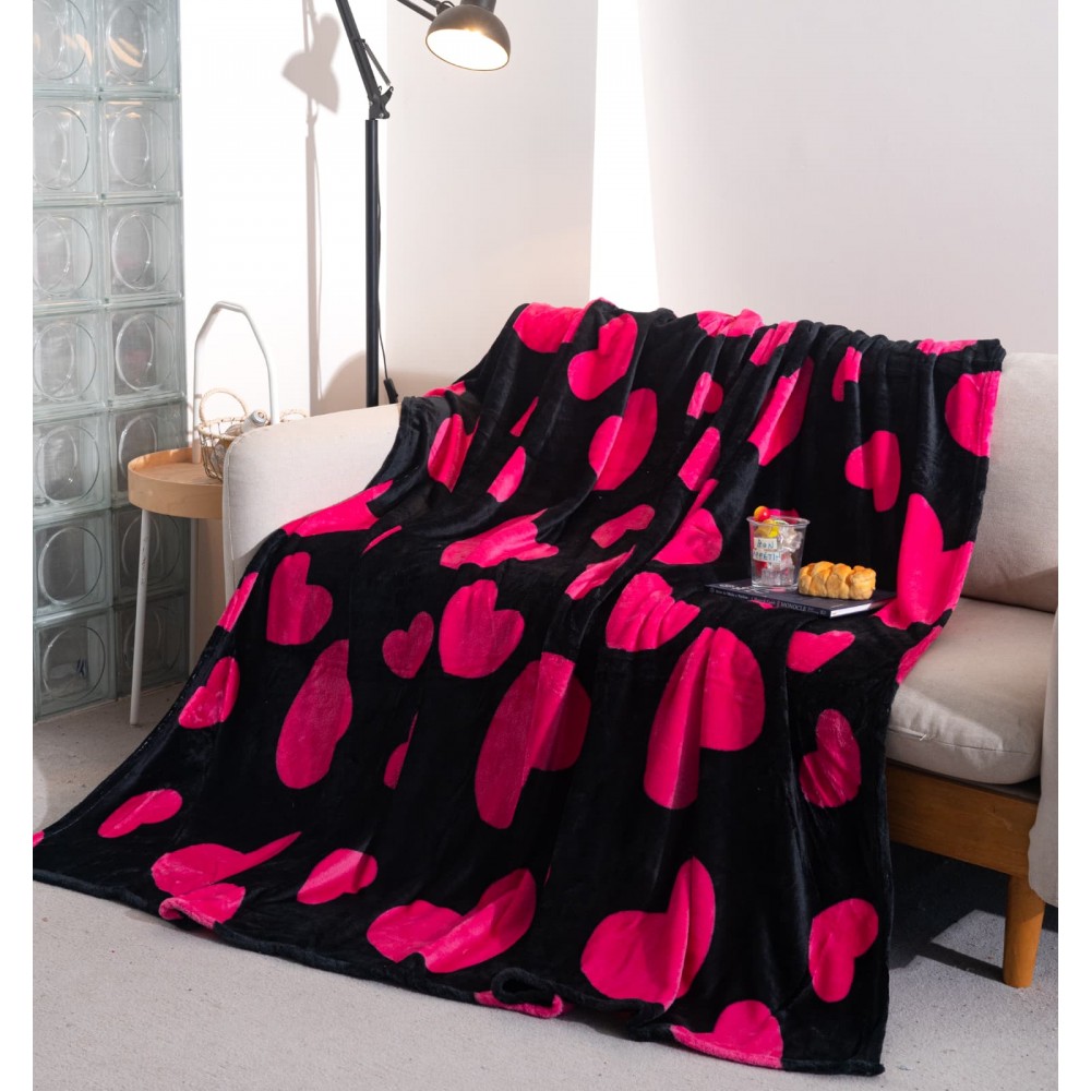 Patura cocolino 200x230 cm, NEAGRA INIMA  ROZ,cod produs PCIL4 PATURI COCOLINO SOFT