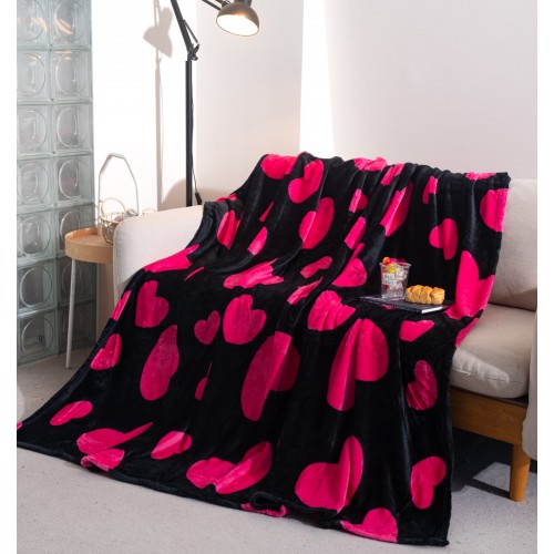 Patura cocolino 200x230 cm, NEAGRA INIMA  ROZ,cod produs PCIL4
