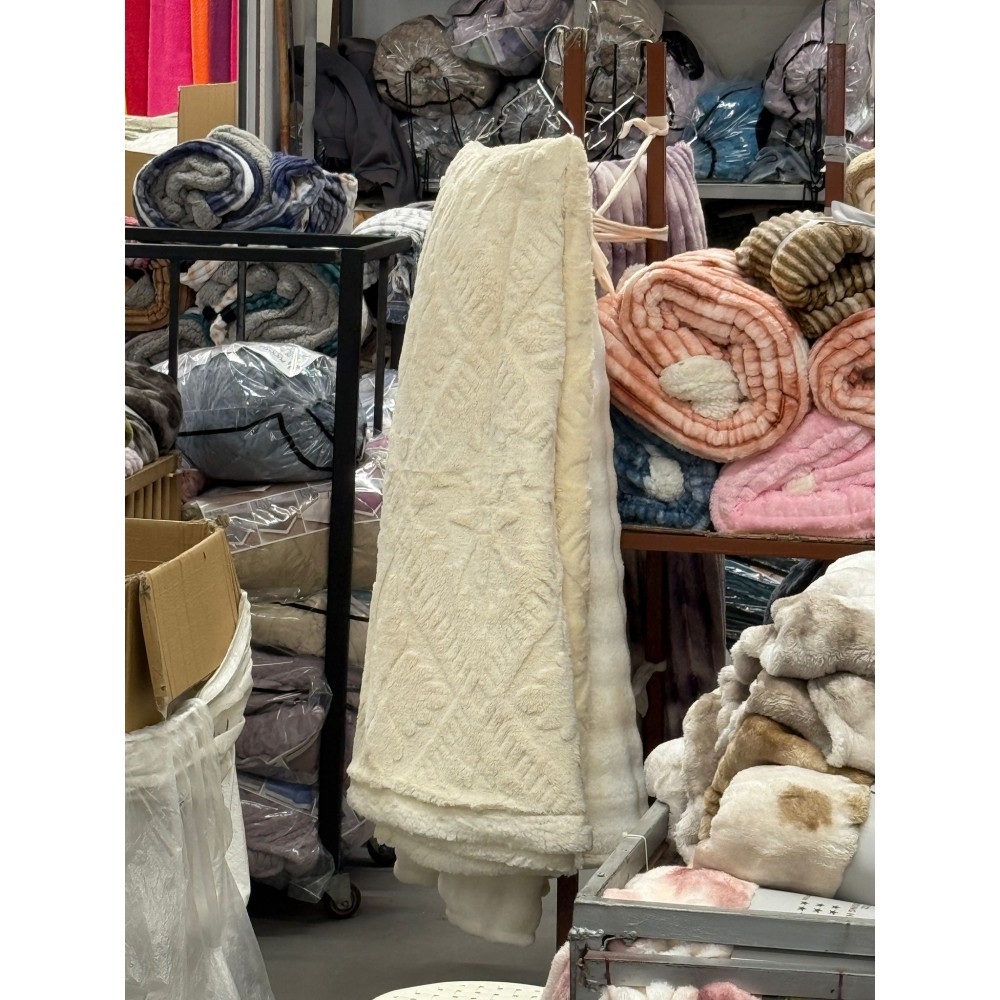 Patura Cocolino pufoasa, PLIC CU FERMOAR cu blanita, MODEL 3D, 200 x 230cm, pentru 2 persoane, PCY12 Paturi cocolino cu blanita