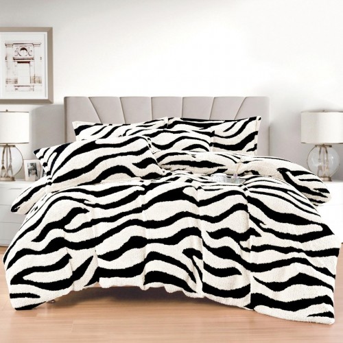 Lenjerie Cocolino DIN BLANITA DE OAIE,4 piese cu elastic ,MODEL ZEBRA 3D IN RELIEF LC4PEY3