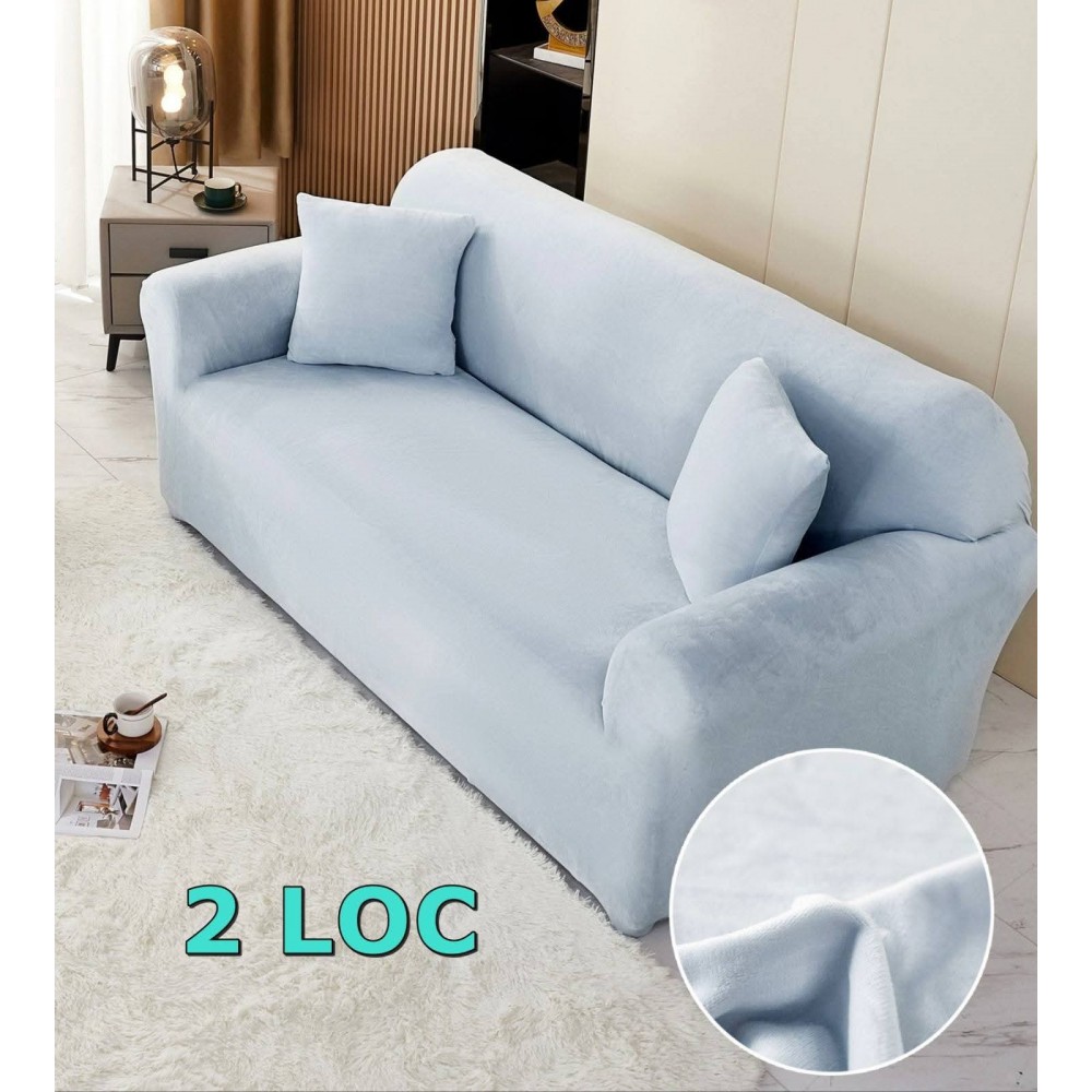 Husa de Canapea din Catifea 2 Locuri , BLEU HUSE ELASTICE CATIFEA FOTOLII,CANAPELE SI COLTARE