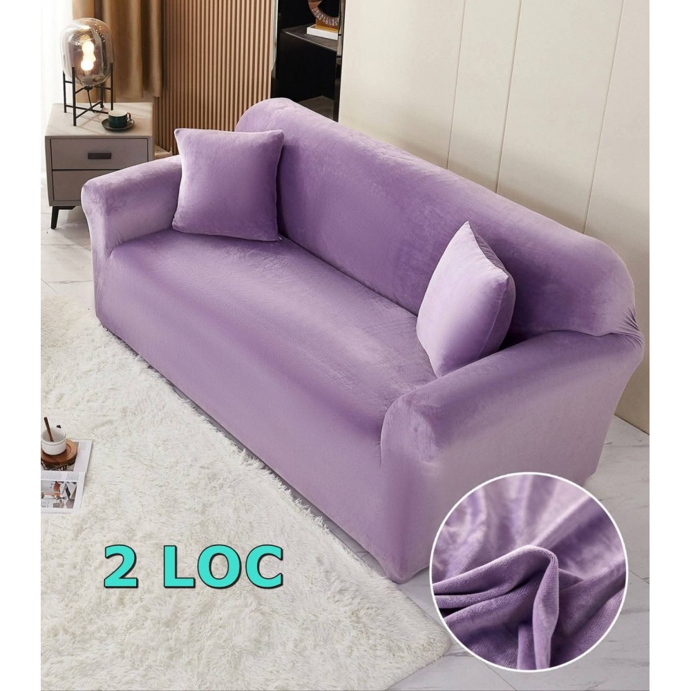 Husa de Canapea din Catifea 2 Locuri , MOV HUSE ELASTICE CATIFEA FOTOLII,CANAPELE SI COLTARE