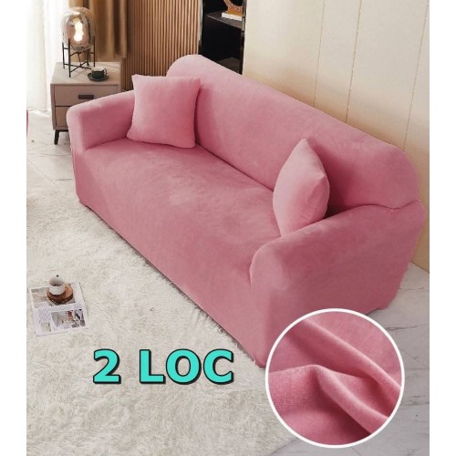 Husa de Canapea din Catifea 2 Locuri , ROZ INCHIS