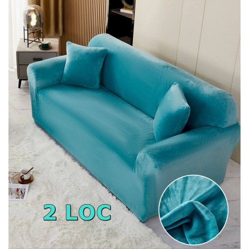 Husa de Canapea din Catifea 2 Locuri , TURQUOISE